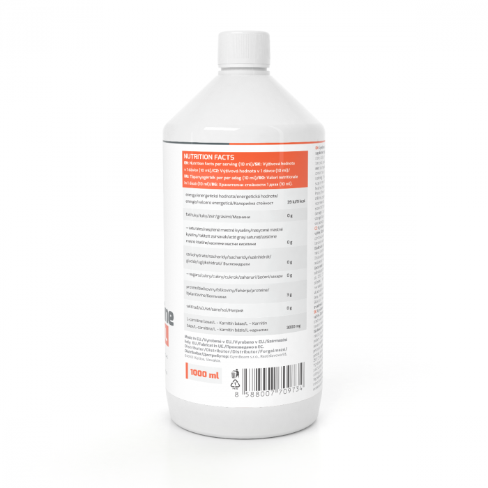 L-karnitin - GymBeam 500 ml - pomeranč