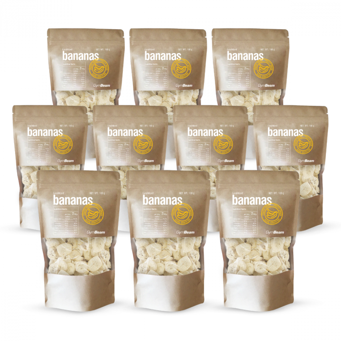 Lyofilizované banány - GymBeam  10 x 100 g