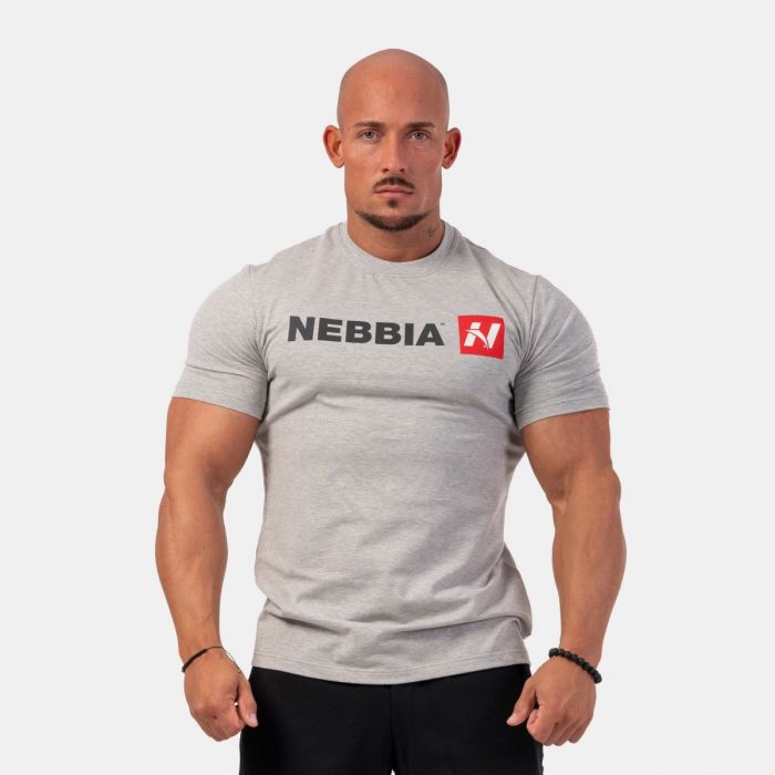 Pánské tričko Red “N“ světle šedé - NEBBIA