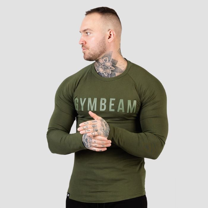 Tričko s dlouhým rukávem FIT Military Green - GymBeam