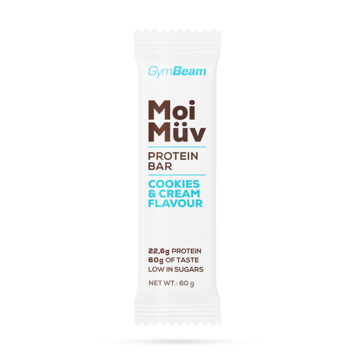 MoiMüv Protein Bar - GymBeam 60 g - cookies & cream