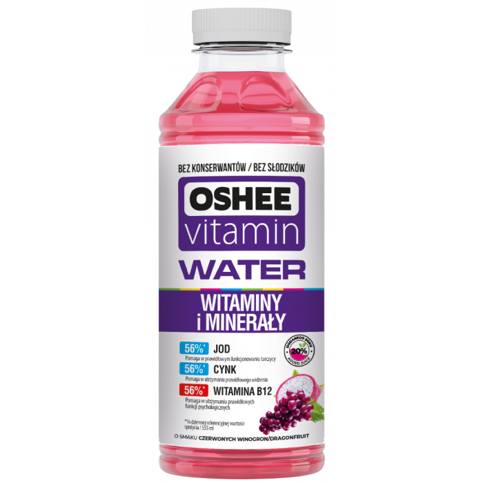 Vitamínová voda s minerálními látkami - OSHEE červené hrozny / dragon fruit