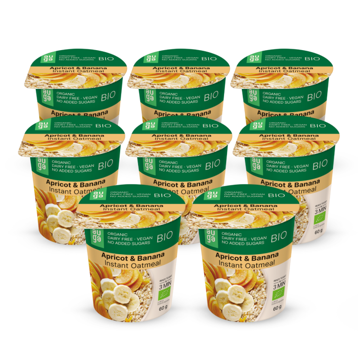 BIO Celozrnná ovesná kaše - Auga meruňka banán 8 x 60 g