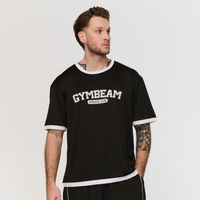Tričko Oversized Varsity Black - GymBeam L