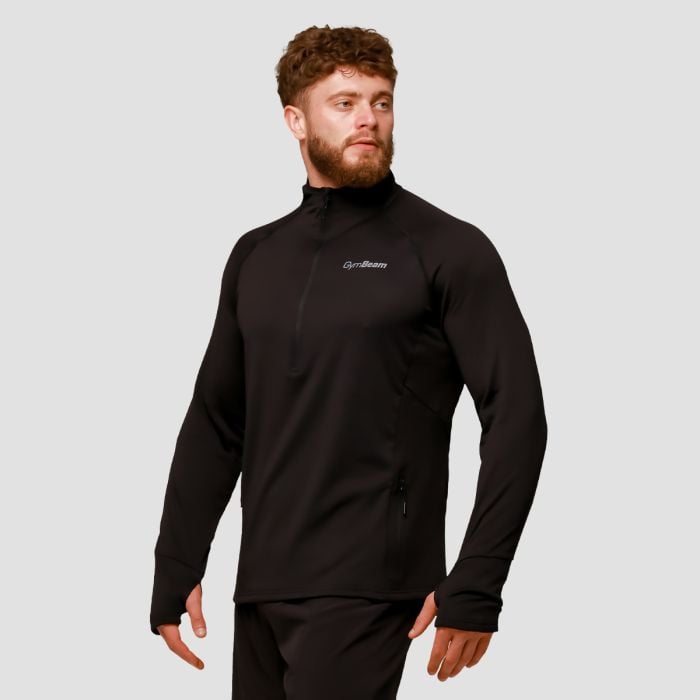 Běžecká mikina 1/2 Zip Pulse Black - GymBeam L