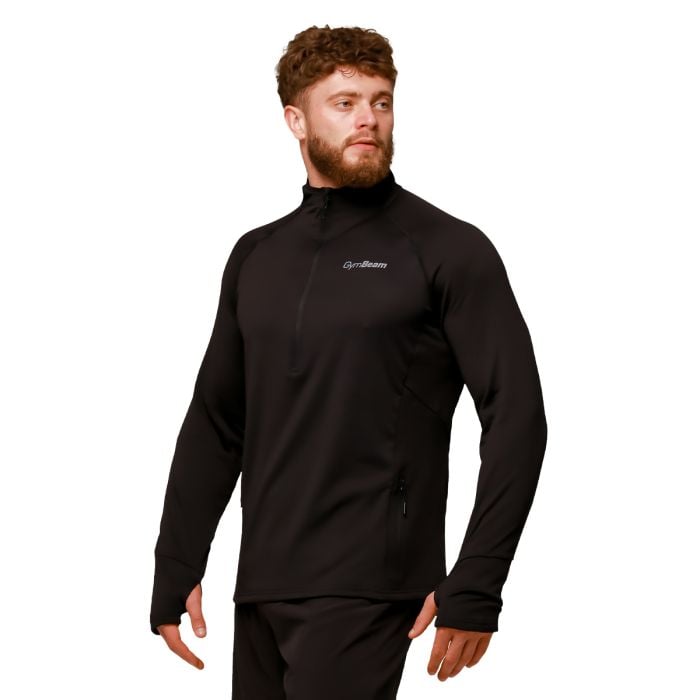 Běžecká mikina 1/2 Zip Pulse Black - GymBeam L