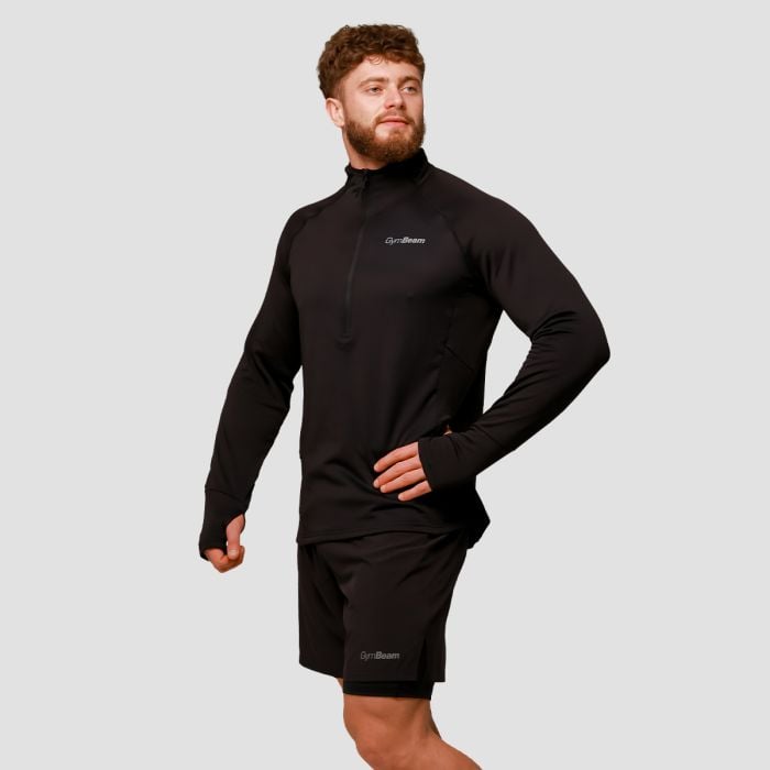 Běžecká mikina 1/2 Zip Pulse Black - GymBeam L