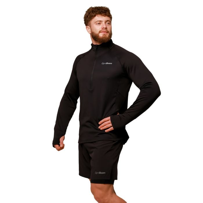 Běžecká mikina 1/2 Zip Pulse Black - GymBeam L