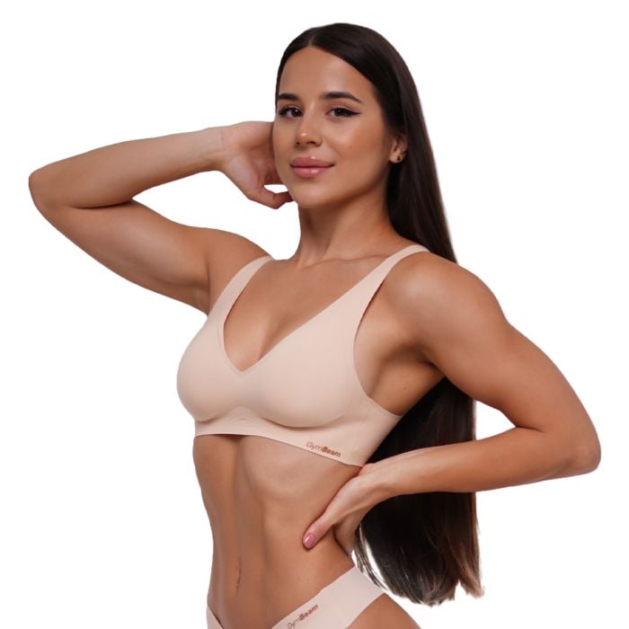 Bezešvá podprsenka Beige - GymBeam XS