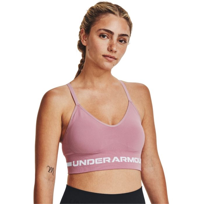 Levně Sportovní podprsenka Seamless Low Long Pink XS - Under Armour