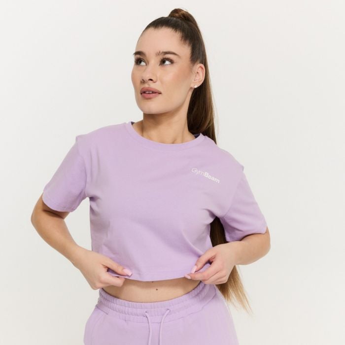Dámské tričko Cropped Limitless Lavender - GymBeam fialová XL