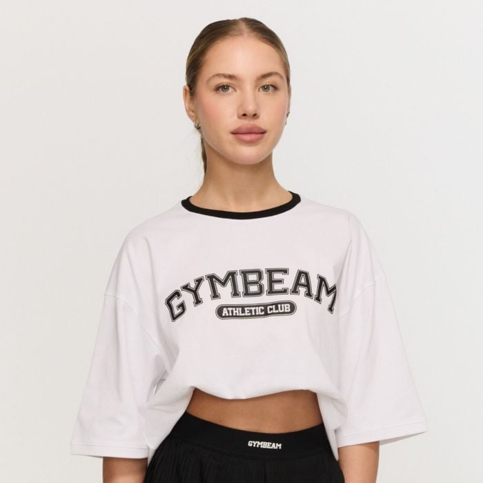 Dámské tričko Oversized Varsity White - GymBeam S