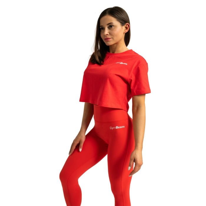 Dámské tričko Cropped Limitless Hot Red - GymBeam L