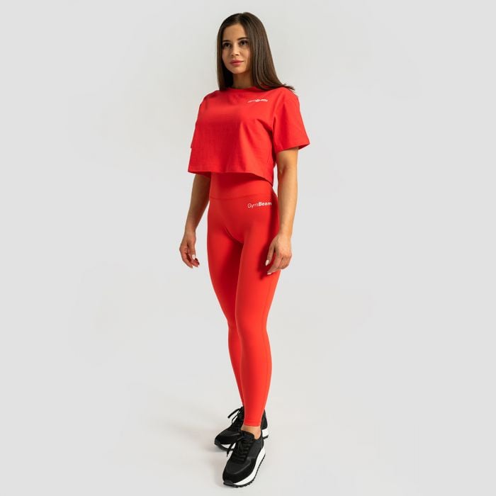 Dámské tričko Cropped Limitless Hot Red - GymBeam L