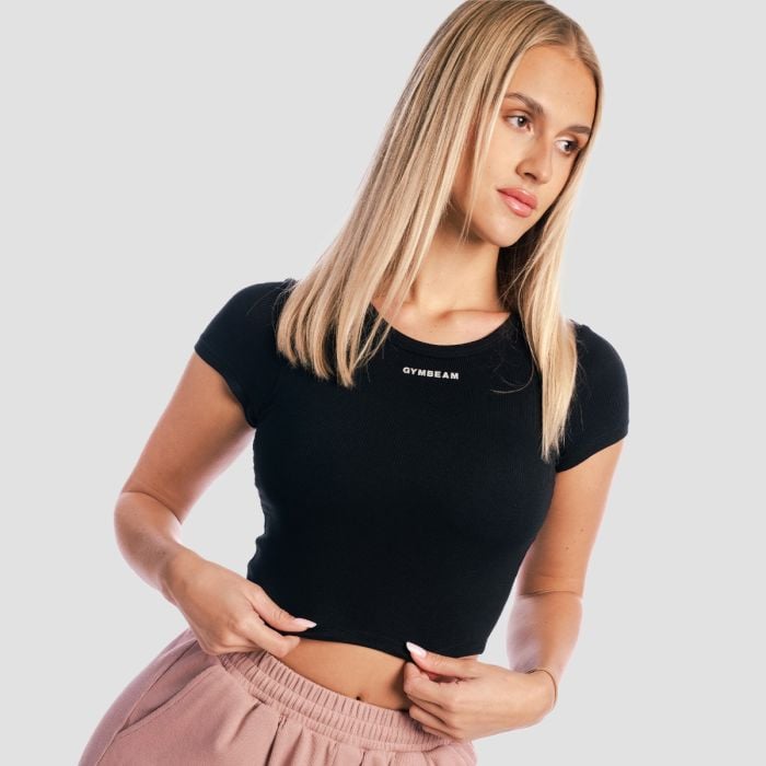 Dámské tričko Cropped Aura Black - GymBeam S
