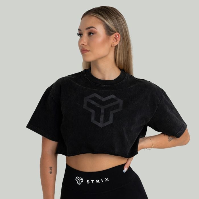 Dámské tričko CropTop Washed Black - STRIX M