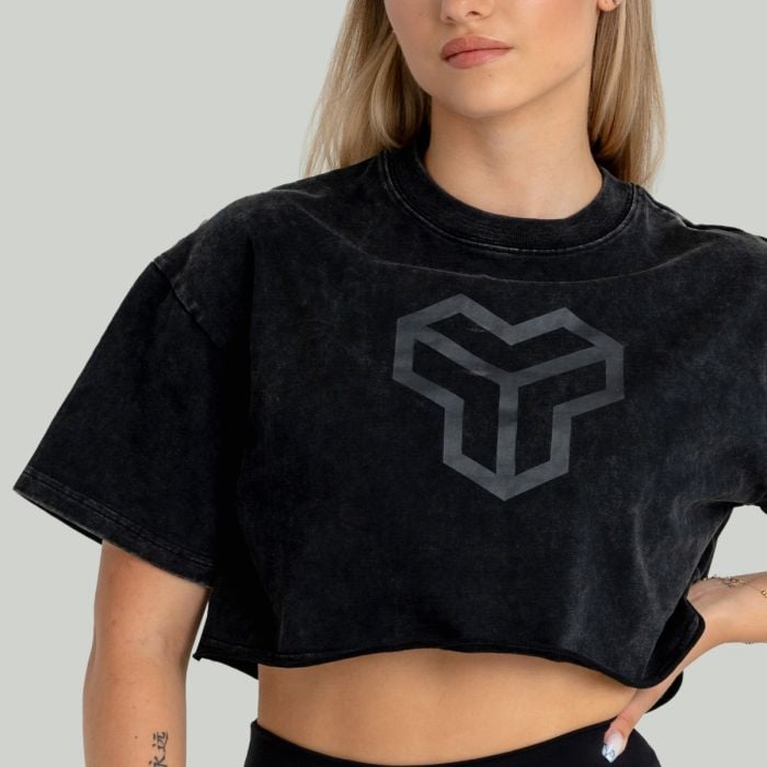 Dámské tričko CropTop Washed Black - STRIX M