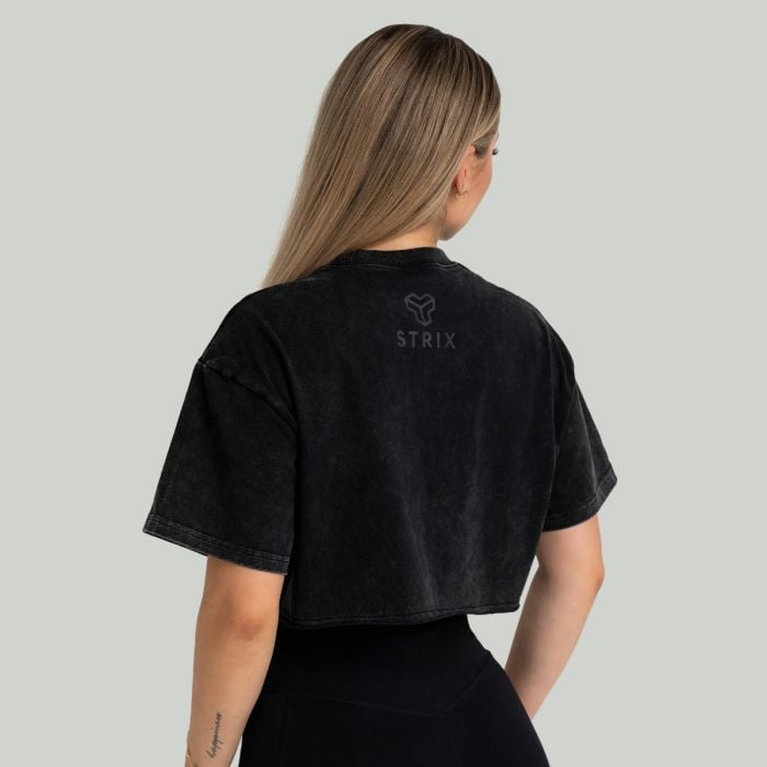 Dámské tričko CropTop Washed Black - STRIX M