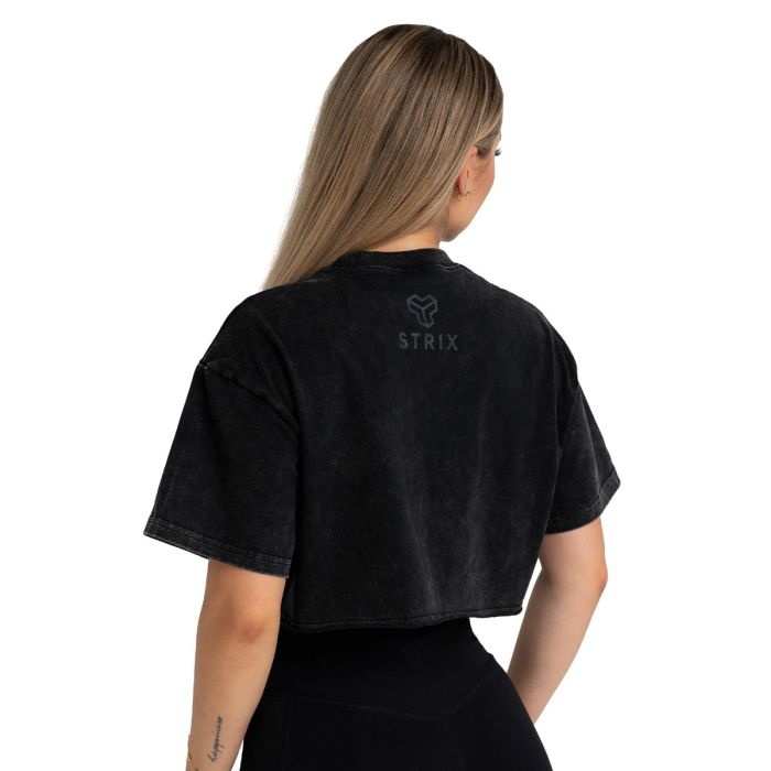 Dámské tričko CropTop Washed Black - STRIX M