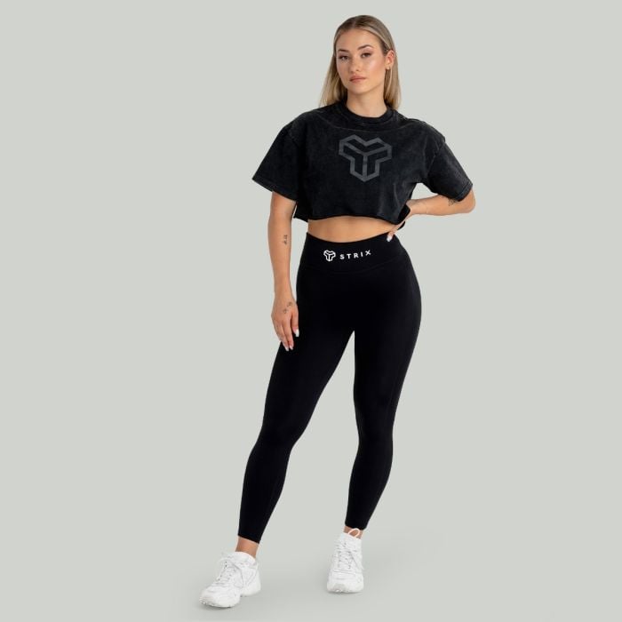 Dámské tričko CropTop Washed Black - STRIX M