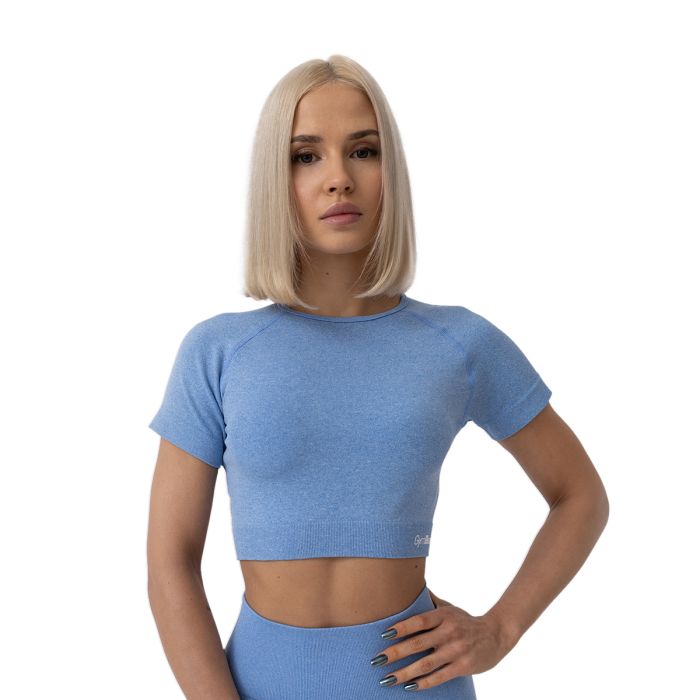 Dámské tričko FLO Crop Top Blue - GymBeam L