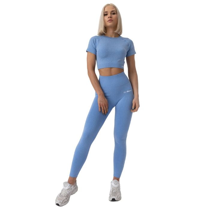 Dámské tričko FLO Crop Top Blue - GymBeam L