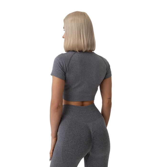 Dámské tričko FLO Crop Top Grey - GymBeam XL