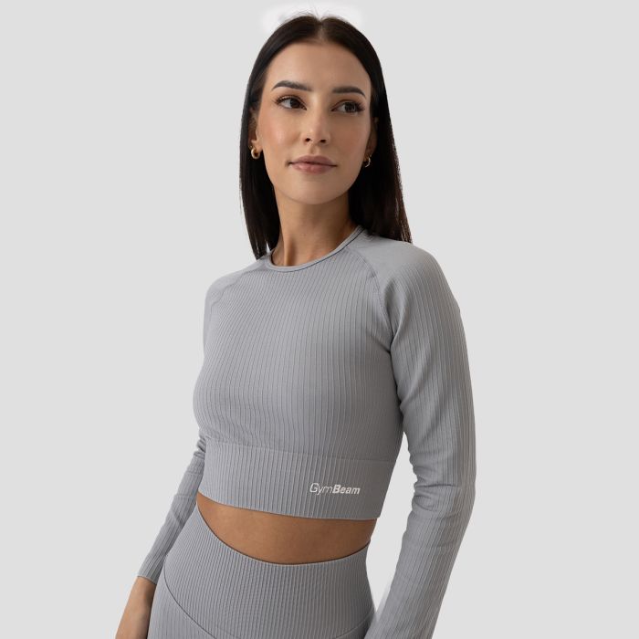 Dámské tričko FLO Ribbed Crop Top Grey - GymBeam S