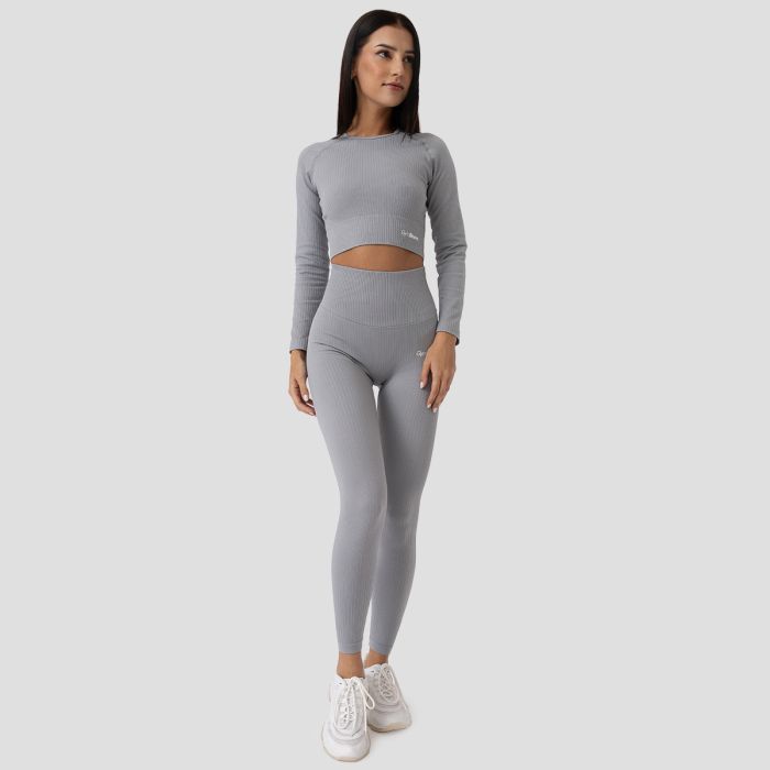 Dámské tričko FLO Ribbed Crop Top Grey - GymBeam S