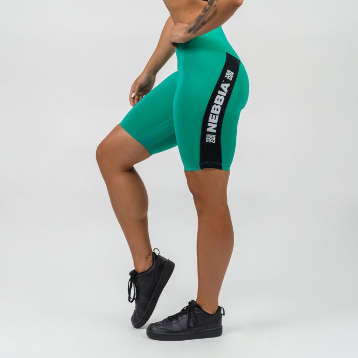 Women‘s High Waisted Iconic Biker Shorts Green - NEBBIA