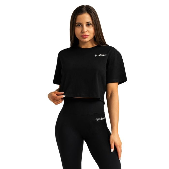 Dámské tričko Cropped Limitless Black - GymBeam S