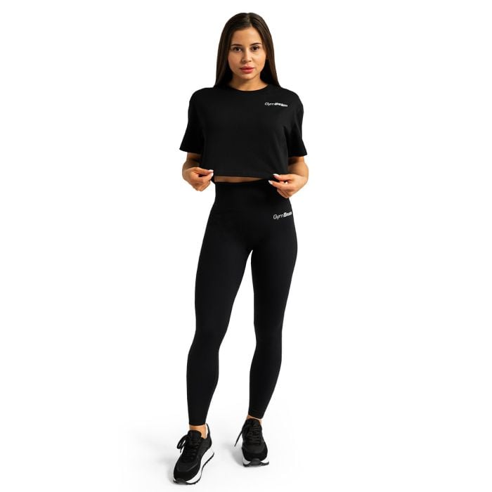 Dámské tričko Cropped Limitless Black - GymBeam S
