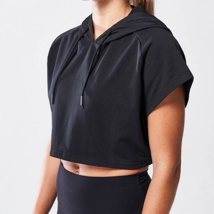 Dámské tričko Vented Crop Hoodie Black - SQUATWOLF L