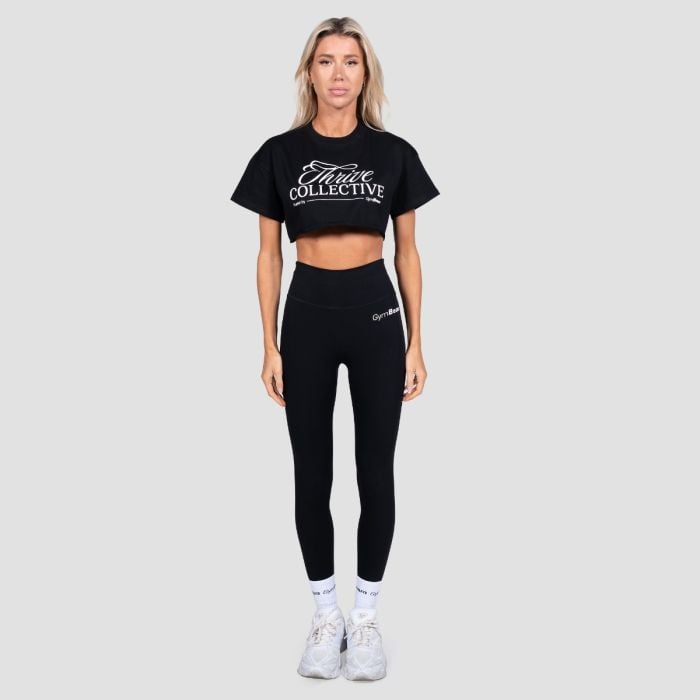 Dámské cropped tričko Thrive Black - GymBeam S