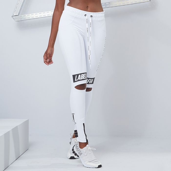Women's leggings Essential Knee Slit white - LABELLAMAFIA