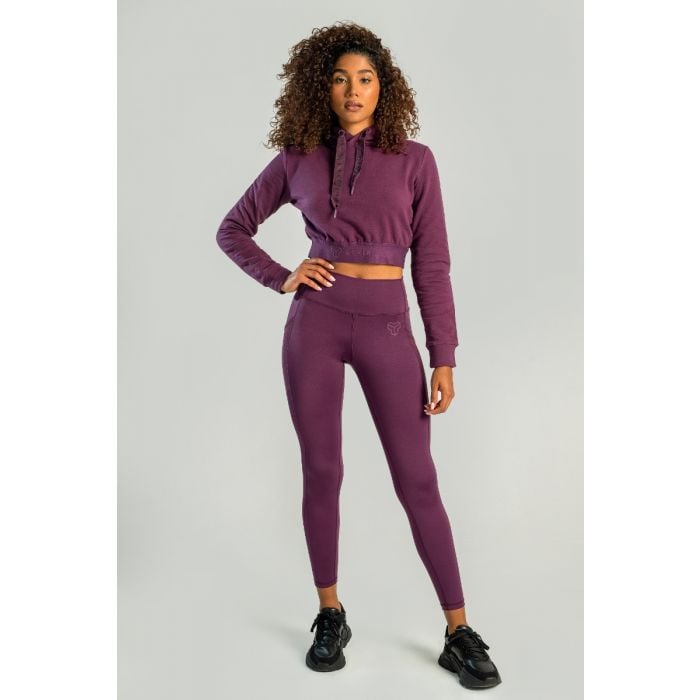 Dámská mikina Essential Cropped Hoodie Plum - STRIX S