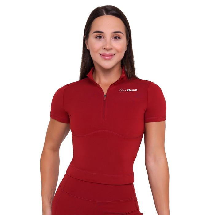 Dámské triko Cropped Ignite Dark Red - GymBeam S