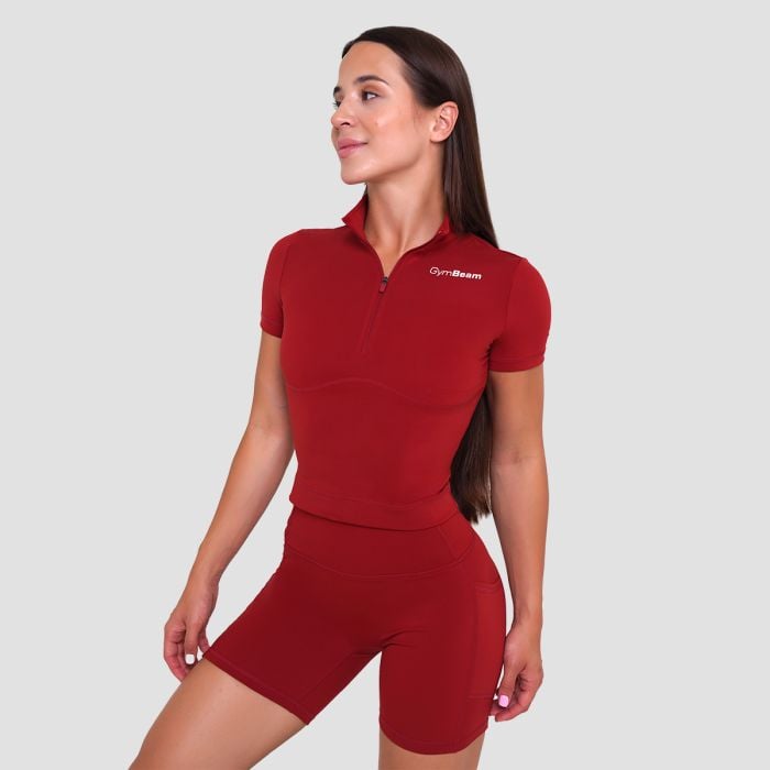 Dámské triko Cropped Ignite Dark Red - GymBeam S