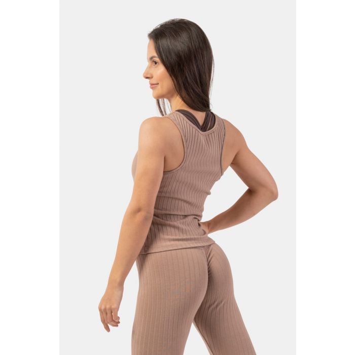 Dámské tílko Tank Top Ribbed Organic Cotton Brown - NEBBIA XS