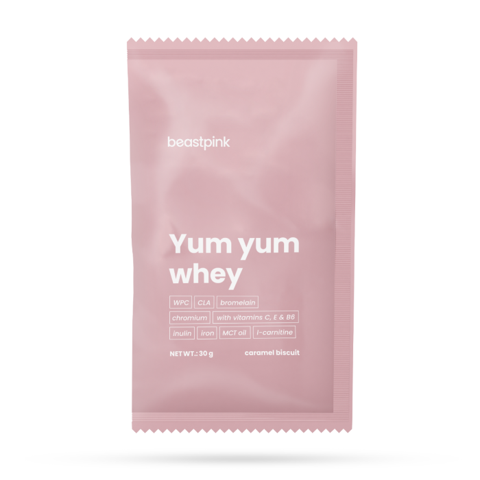Vzorek proteinu Yum Yum Whey - BeastPink karamelová sušenka 400 x 30g