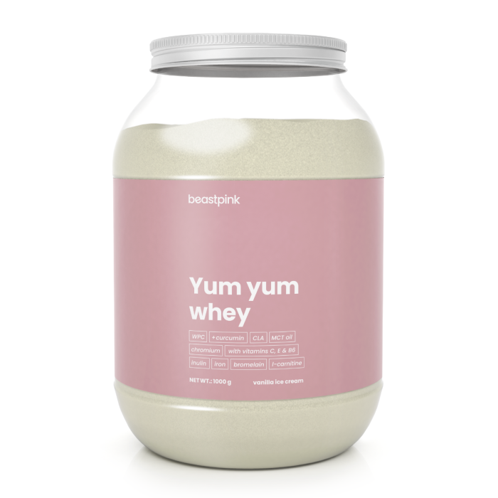 Yum Yum Whey - BeastPink + dárky 1000 g - vanilková zmrzlina