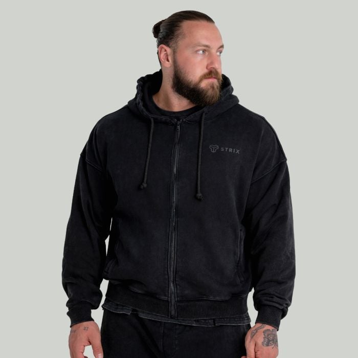 Mikina Zip Washed Black - STRIX M