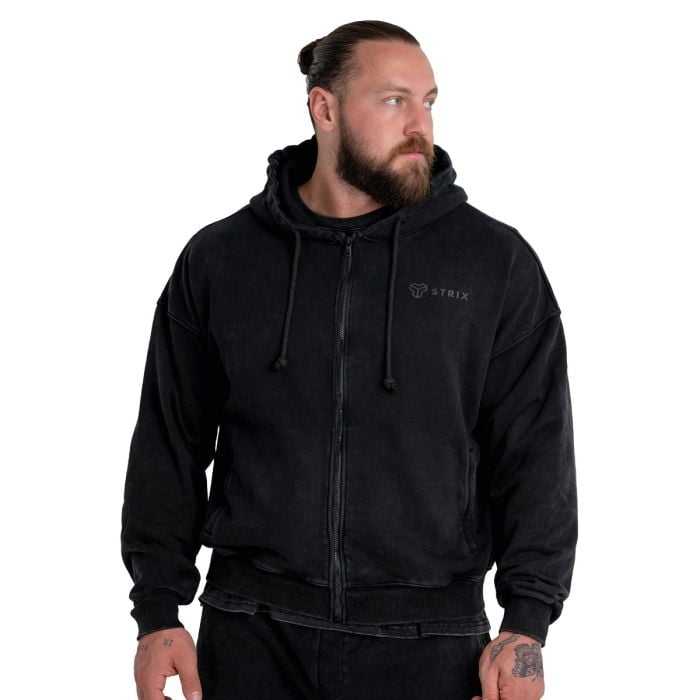 Mikina Zip Washed Black - STRIX M