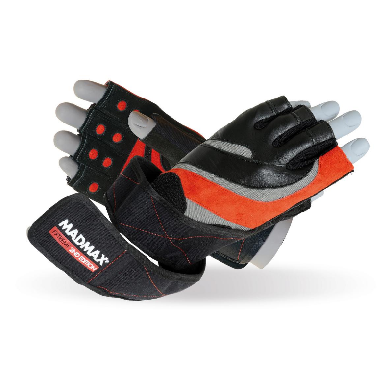Fitness rukavice Extreme 2nd Edition - MADMAX černá - oranžová S