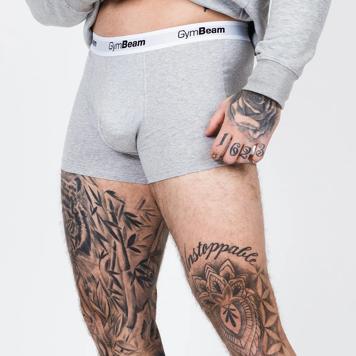 GymBeam Pánské boxerky Essentials 3Pack šedé