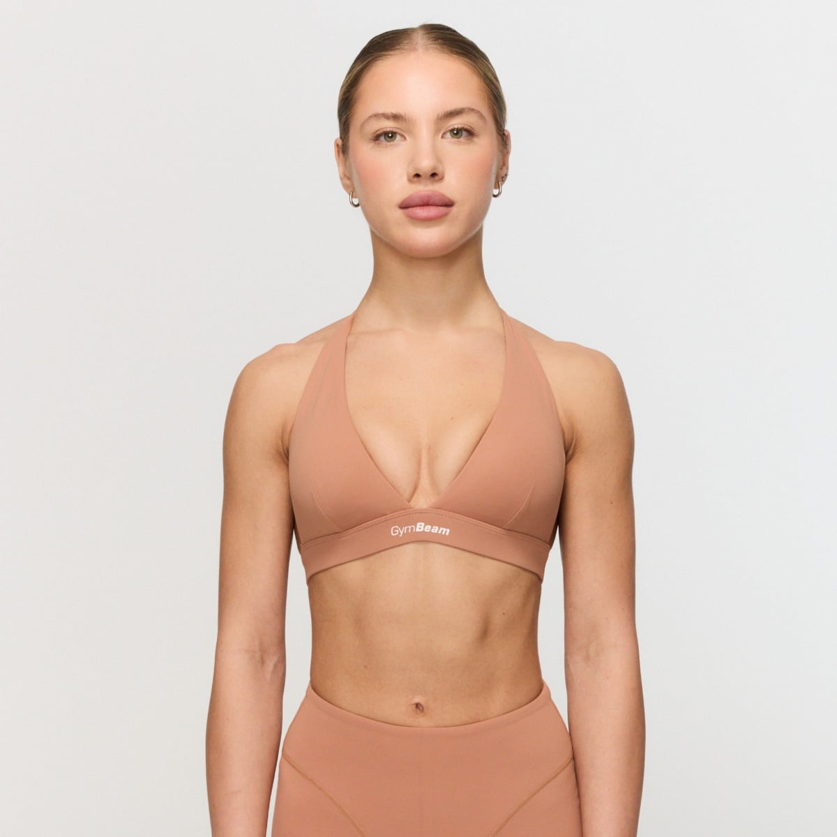 Sportovní podprsenka Halter Fierce Caramel - GymBeam