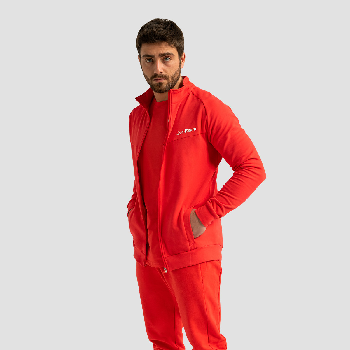GymBeam Mikina se zipem Limitless Hot Red (obrázek 5)