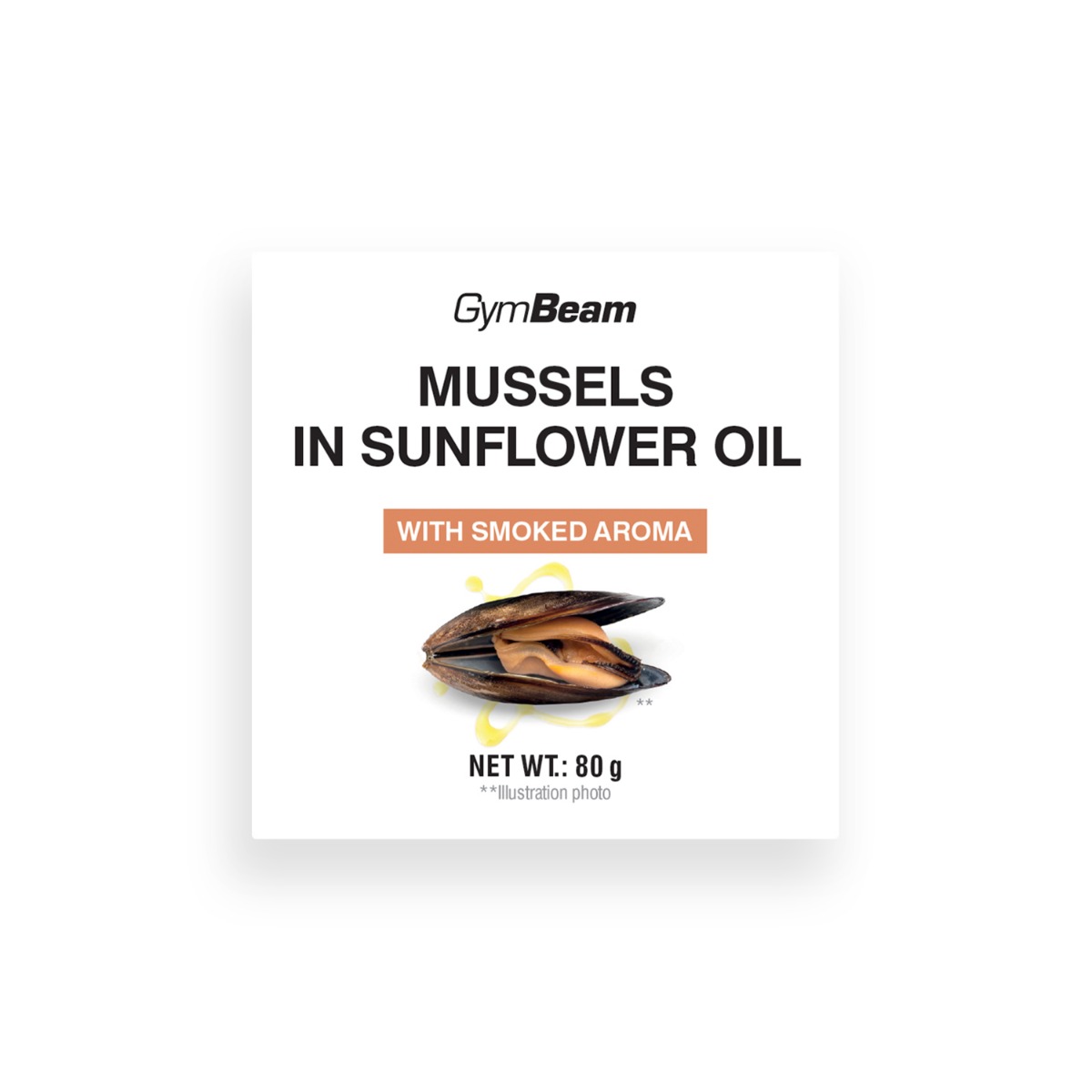 GymBeam Mussels in sunflower oil with smoked aroma
