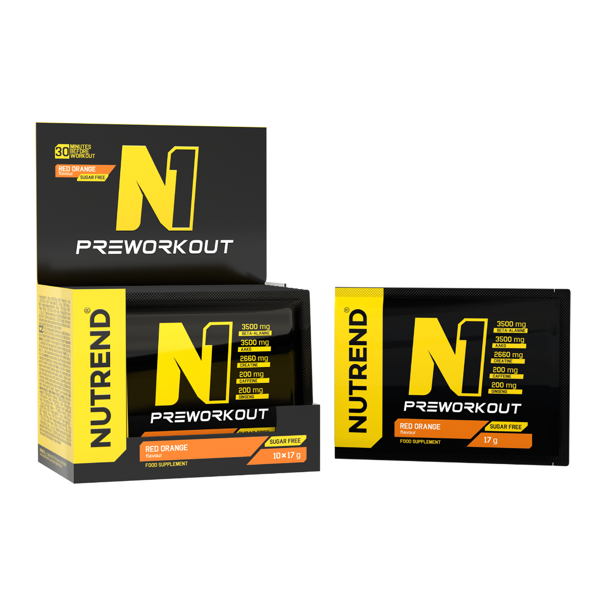 N1 Pre-Workout - Nutrend červený pomeranč