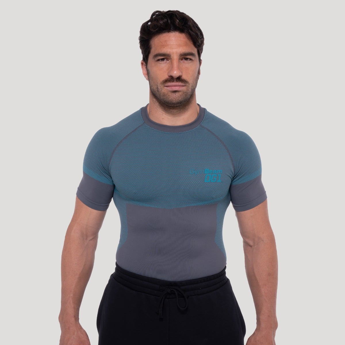 Bezešvé tričko OG1 Grey/Blue - GymBeam
